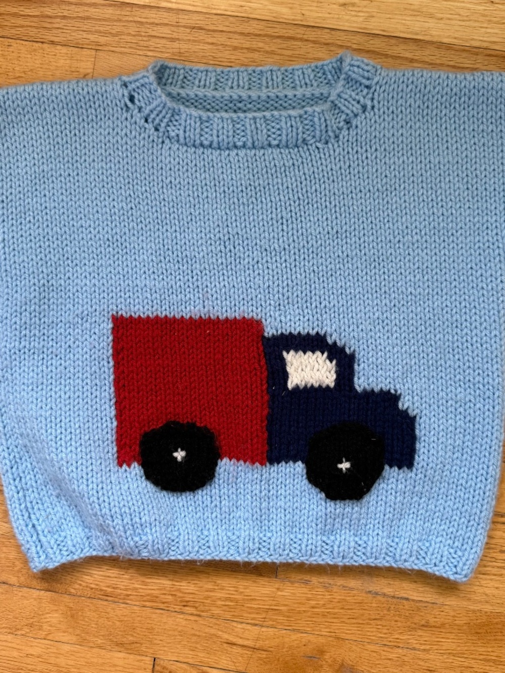 Handmade Vintage Knit Truck Sweater Vest | Novelty Graphic Crop | Cottagecore - Picture 4 of 4